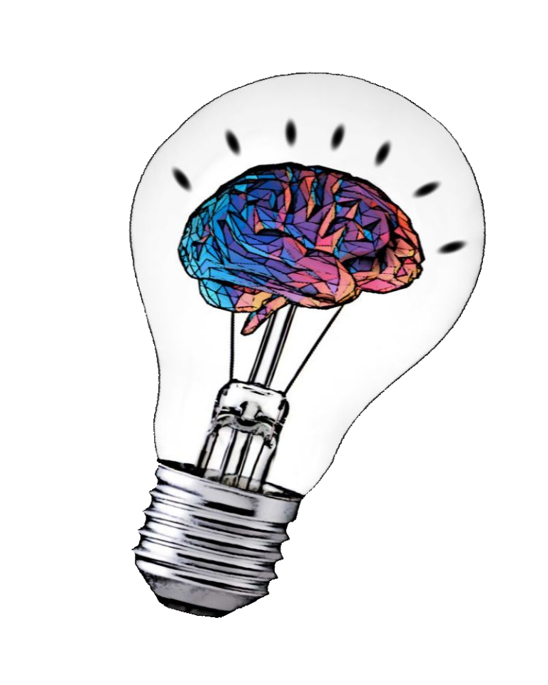 Una lampadina con un cervello colorato all'interno come simbolo di creatività.
